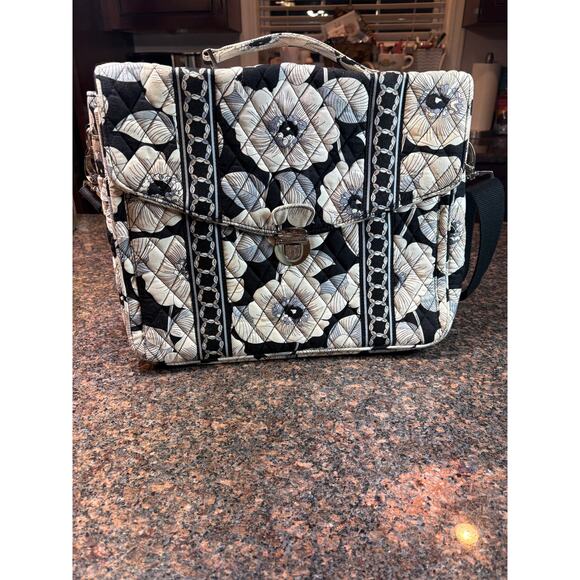 Vera Bradley Attache/Laptop Bag Black and White Camellia Pattern *Retired* - Picture 13 of 14